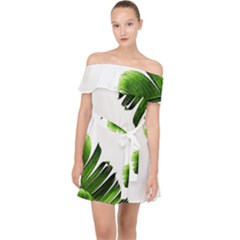 Banana Leaves Off Shoulder Chiffon Dress by goljakoff