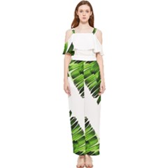 Banana Leaves Draped Sleeveless Chiffon Jumpsuit