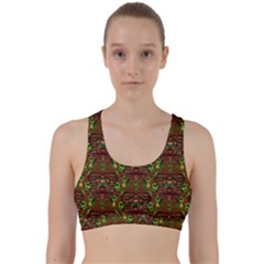 Rainbow Heavy Metal Artificial Leather Lady Among Spring Flowers Back Weave Sports Bra by pepitasart