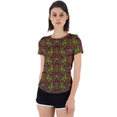 Rainbow Heavy Metal Artificial Leather Lady Among Spring Flowers Back Cut Out Sport Tee by pepitasart