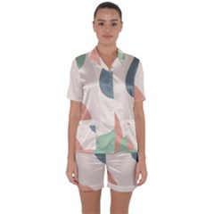 Abstract Shapes  Satin Short Sleeve Pajamas Set by Sobalvarro