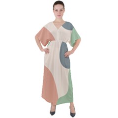 Abstract Shapes  V-neck Boho Style Maxi Dress by Sobalvarro