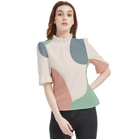 Abstract Shapes  Frill Neck Blouse by Sobalvarro