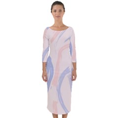 Marble Stains  Quarter Sleeve Midi Bodycon Dress by Sobalvarro