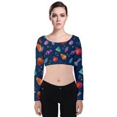 05141f08-637d-48fd-b985-cd72ed8157f3 Velvet Long Sleeve Crop Top by SychEva