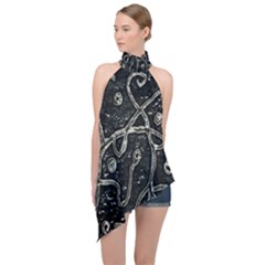 Abstract Surface Artwork Halter Asymmetric Satin Top by dflcprintsclothing