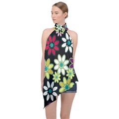 Flowerpower Halter Asymmetric Satin Top