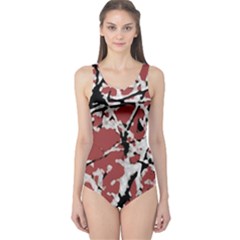 Vibrant Abstract Textured Artwork Print One Piece Swimsuit
