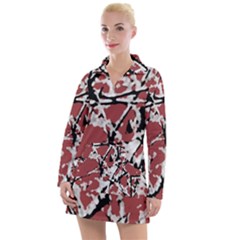 Vibrant Abstract Textured Artwork Print Women s Long Sleeve Casual Dress