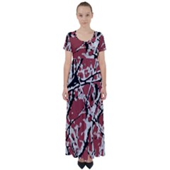 Vibrant Abstract Textured Artwork Print High Waist Short Sleeve Maxi Dress