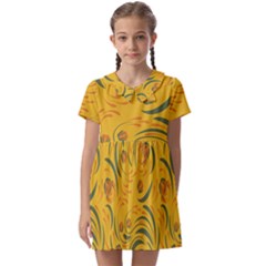 Folk Floral Pattern  Abstract Flowers Surface Design  Seamless Pattern Kids  Asymmetric Collar Dress by Eskimos