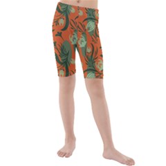 Folk Floral Pattern  Abstract Flowers Surface Design  Seamless Pattern Kids  Mid Length Swim Shorts by Eskimos