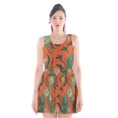 Folk Floral Pattern  Abstract Flowers Surface Design  Seamless Pattern Scoop Neck Skater Dress by Eskimos