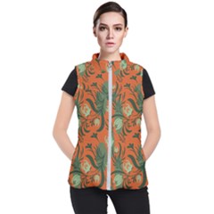 Folk Floral Pattern  Abstract Flowers Surface Design  Seamless Pattern Women s Puffer Vest by Eskimos