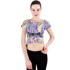 Folk floral pattern. Abstract flowers surface design. Seamless pattern Crew Neck Crop Top