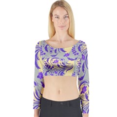 Folk floral pattern. Abstract flowers surface design. Seamless pattern Long Sleeve Crop Top