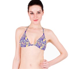 Folk floral pattern. Abstract flowers surface design. Seamless pattern Bikini Top