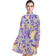 Folk floral pattern. Abstract flowers surface design. Seamless pattern Long Sleeve Chiffon Shirt Dress