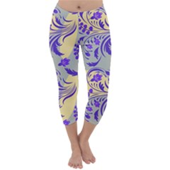 Folk floral pattern. Abstract flowers surface design. Seamless pattern Capri Winter Leggings 