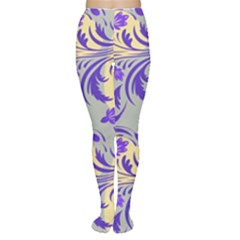 Folk floral pattern. Abstract flowers surface design. Seamless pattern Tights