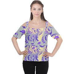 Folk floral pattern. Abstract flowers surface design. Seamless pattern Cutout Shoulder Tee