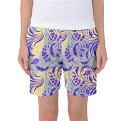 Folk floral pattern. Abstract flowers surface design. Seamless pattern Women s Basketball Shorts