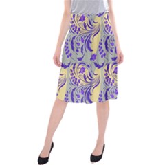 Folk floral pattern. Abstract flowers surface design. Seamless pattern Midi Beach Skirt