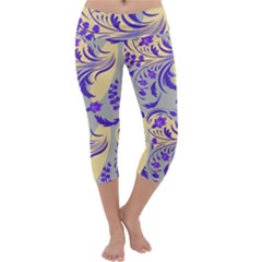 Folk floral pattern. Abstract flowers surface design. Seamless pattern Capri Yoga Leggings