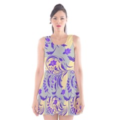 Folk floral pattern. Abstract flowers surface design. Seamless pattern Scoop Neck Skater Dress