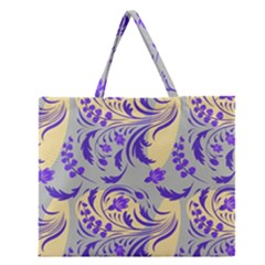 Folk Floral Pattern  Abstract Flowers Surface Design  Seamless Pattern Zipper Large Tote Bag by Eskimos