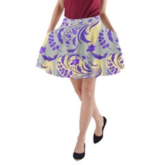 Folk floral pattern. Abstract flowers surface design. Seamless pattern A-Line Pocket Skirt