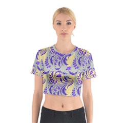 Folk floral pattern. Abstract flowers surface design. Seamless pattern Cotton Crop Top