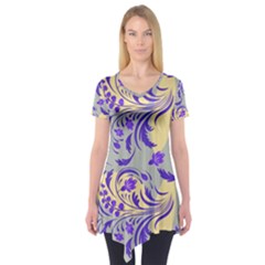 Folk floral pattern. Abstract flowers surface design. Seamless pattern Short Sleeve Tunic 