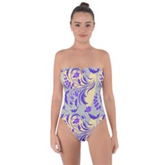 Folk floral pattern. Abstract flowers surface design. Seamless pattern Tie Back One Piece Swimsuit