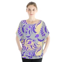 Folk floral pattern. Abstract flowers surface design. Seamless pattern Batwing Chiffon Blouse