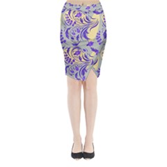 Folk floral pattern. Abstract flowers surface design. Seamless pattern Midi Wrap Pencil Skirt