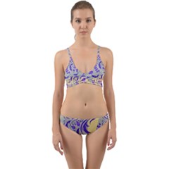 Folk floral pattern. Abstract flowers surface design. Seamless pattern Wrap Around Bikini Set