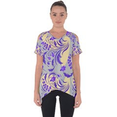 Folk floral pattern. Abstract flowers surface design. Seamless pattern Cut Out Side Drop Tee