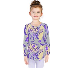 Folk floral pattern. Abstract flowers surface design. Seamless pattern Kids  Long Sleeve Tee