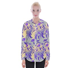 Folk floral pattern. Abstract flowers surface design. Seamless pattern Womens Long Sleeve Shirt