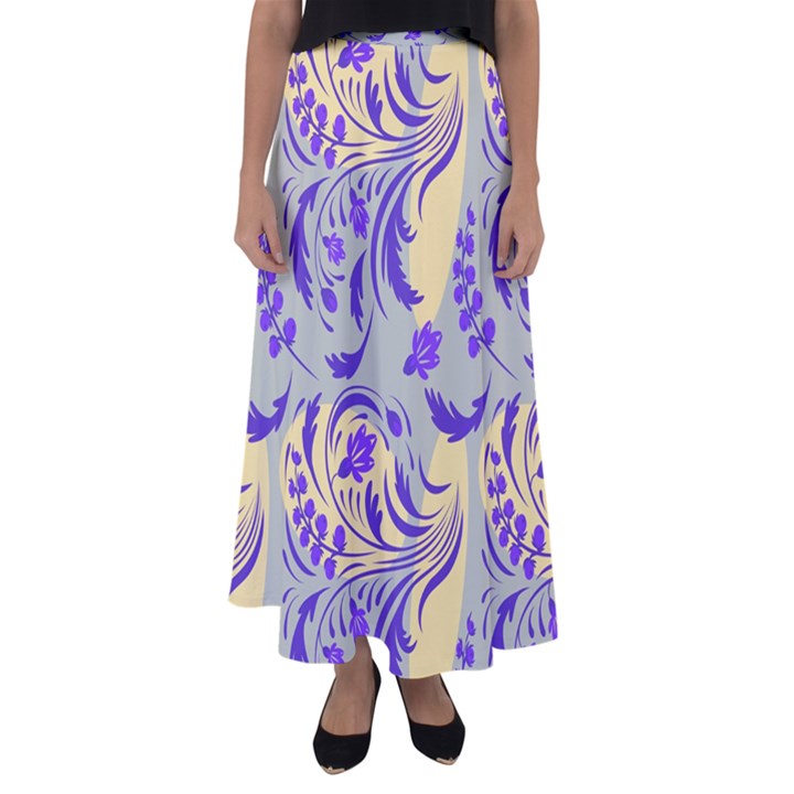 Folk floral pattern. Abstract flowers surface design. Seamless pattern Flared Maxi Skirt