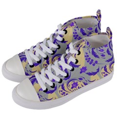 Folk Floral Pattern  Abstract Flowers Surface Design  Seamless Pattern Women s Mid-top Canvas Sneakers by Eskimos