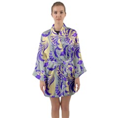 Folk floral pattern. Abstract flowers surface design. Seamless pattern Long Sleeve Satin Kimono