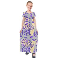 Folk floral pattern. Abstract flowers surface design. Seamless pattern Kids  Short Sleeve Maxi Dress