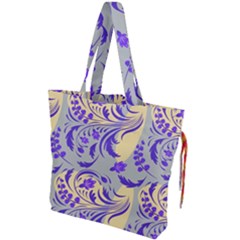 Folk floral pattern. Abstract flowers surface design. Seamless pattern Drawstring Tote Bag