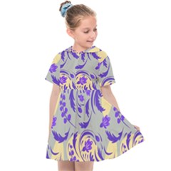 Folk floral pattern. Abstract flowers surface design. Seamless pattern Kids  Sailor Dress