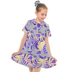 Folk floral pattern. Abstract flowers surface design. Seamless pattern Kids  Short Sleeve Shirt Dress