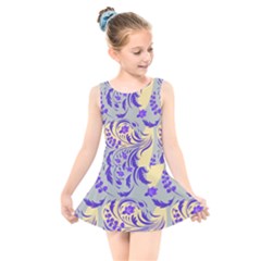 Folk floral pattern. Abstract flowers surface design. Seamless pattern Kids  Skater Dress Swimsuit