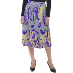 Folk floral pattern. Abstract flowers surface design. Seamless pattern Classic Velour Midi Skirt 