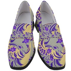 Folk floral pattern. Abstract flowers surface design. Seamless pattern Women s Chunky Heel Loafers